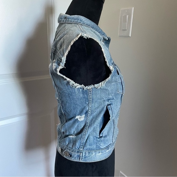 Rag & Bone/Jean Light Blue Cut Off Distressed Denim Vest EUC Size Extra Small - Picture 6 of 12